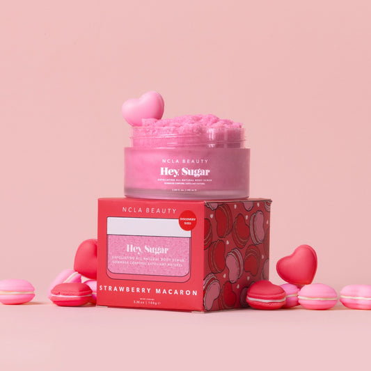 Ton Gommage Corporel au Sucre - Macaron à la Fraise Taille Découverte